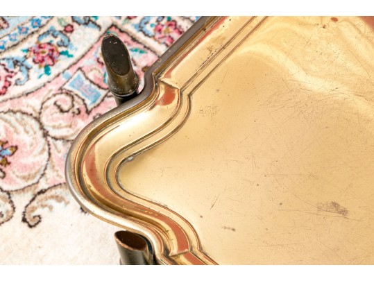 Carved Faux Bamboo And Brass Top Chinoisserie Cocktail Table