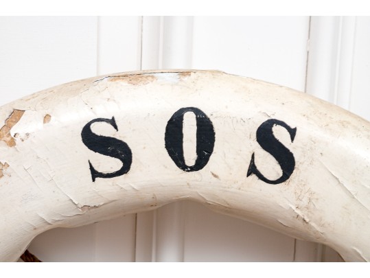 Semi-Antique Life Bouy, Marked SOS
