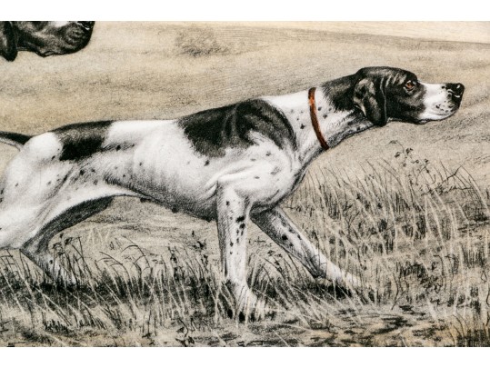 Leon Danchin (French, 1887-1938) Etching And Aquatint In Color Print, Sporting Dogs