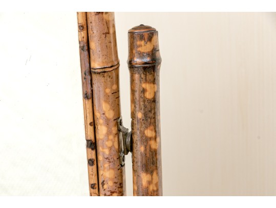 19th C. Bamboo And Woven Rattan Chest With Mirrored Vanity