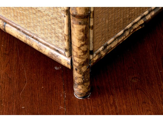 19th C. Bamboo And Woven Rattan Chest With Mirrored Vanity