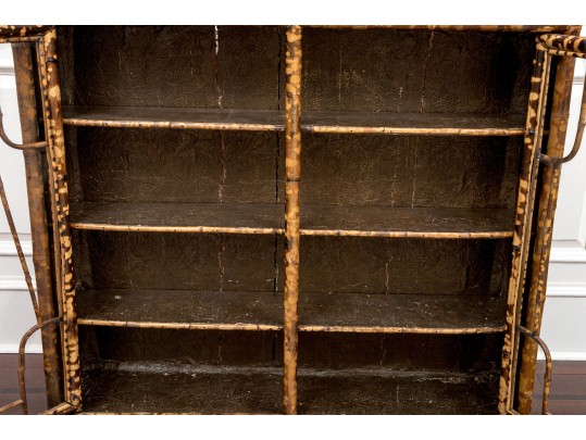 Antique 19th C. Bamboo Framed Glass Paneled Book Case