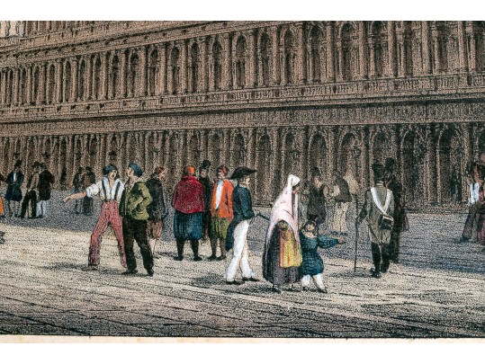 Collection Of Six Italian Hand-colored Lithographs