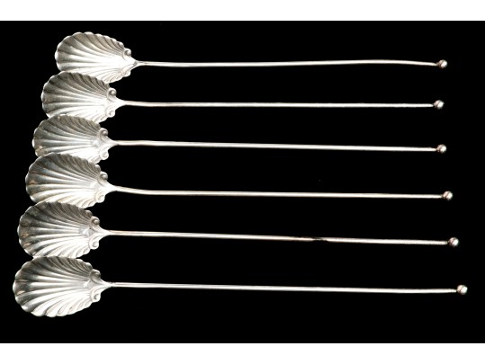 Set Of Six Vintage Sterling Silver Iced Tea Spoons, 2.09 Ozt.