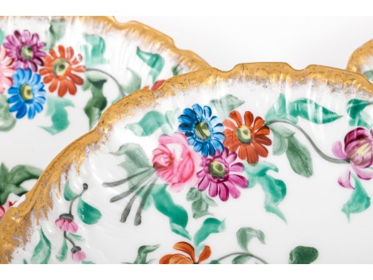 Set Of Five Gorgeous M.R. Marked Polychrome Painted Shallow Bowls