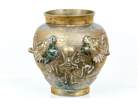 Chinese Brass Dragon Decorated Vase