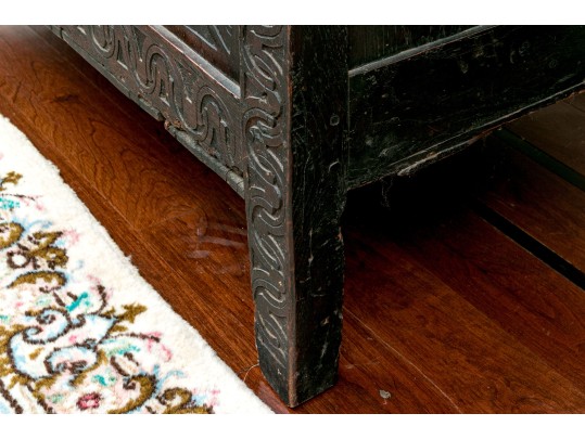 Antique 18th C. English Carved Oak Coffer