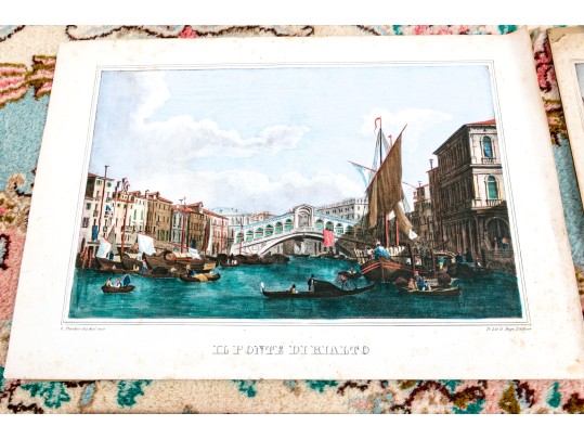 Collection Of Six Italian Hand-colored Lithographs