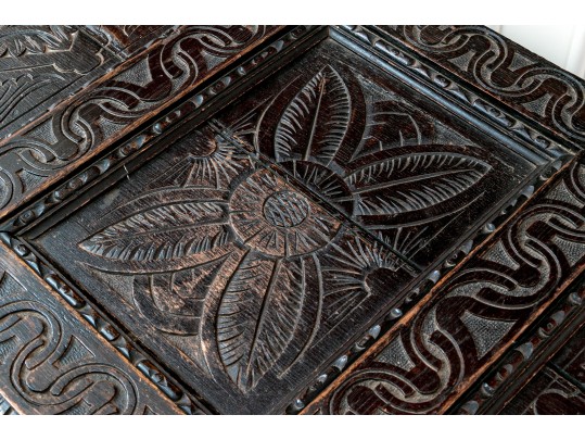 Antique 18th C. English Carved Oak Coffer