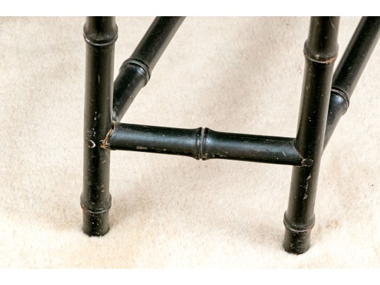 Carved Faux Bamboo And Brass Top Chinoisserie Cocktail Table