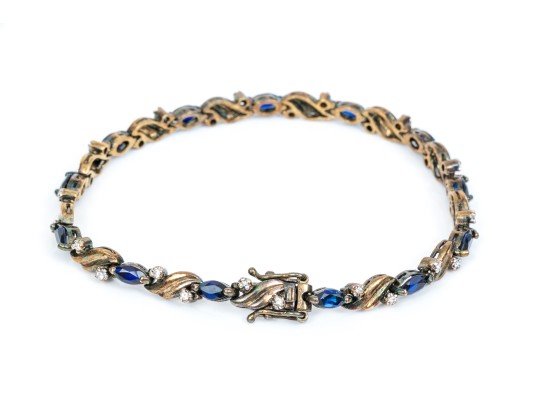 Sterling Silver Vermeil Classic Lot Of Blue And White CZ Jewelry Pieces