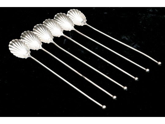 Set Of Six Vintage Sterling Silver Iced Tea Spoons, 2.09 Ozt.