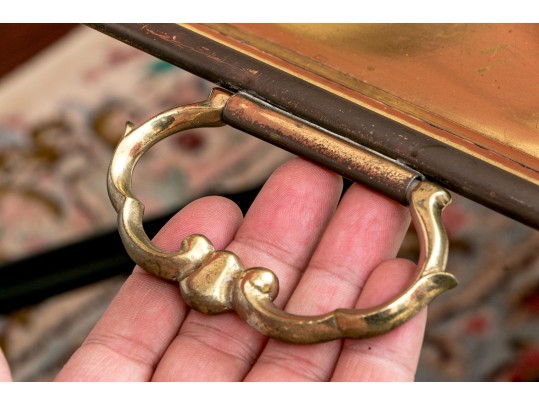 Carved Faux Bamboo And Brass Top Chinoisserie Cocktail Table
