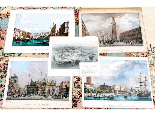 Collection Of Six Italian Hand-colored Lithographs