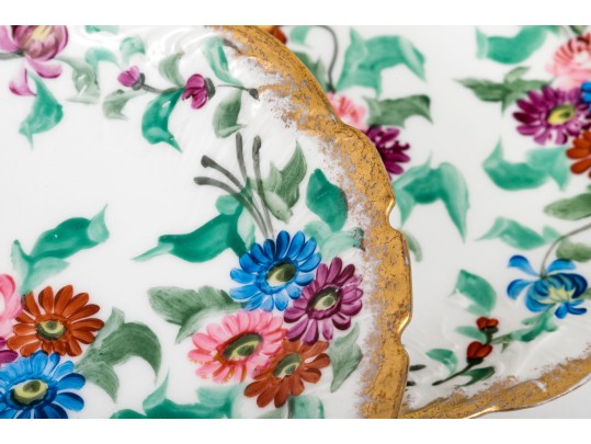 Set Of Five Gorgeous M.R. Marked Polychrome Painted Shallow Bowls