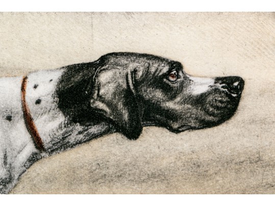 Leon Danchin (French, 1887-1938) Etching And Aquatint In Color Print, Sporting Dogs