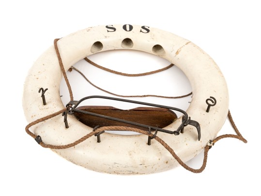 Semi-Antique Life Bouy, Marked SOS