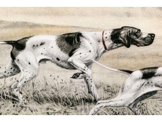 Leon Danchin (French, 1887-1938) Etching And Aquatint In Color Print, Sporting Dogs