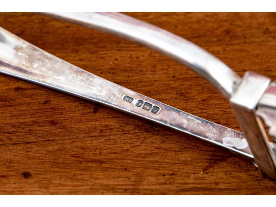 English Sterling Silver Asparagus Tongs, 4.36 Ozt.