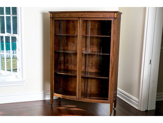 Georgian Style Satinwood Inlaid Mahogany Book Case