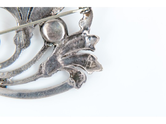 Sterling Silver, Copper, Arts And Crafts Styled Bracelet And Brooch