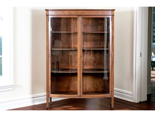 Georgian Style Satinwood Inlaid Mahogany Book Case