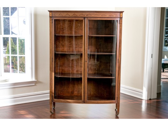 Georgian Style Satinwood Inlaid Mahogany Book Case