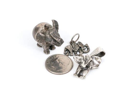 Sterling Silver Assorted Lot Of Charming Elephant Motif Jewelry Pieces