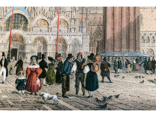 Collection Of Six Italian Hand-colored Lithographs