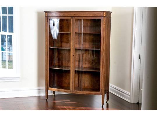 Georgian Style Satinwood Inlaid Mahogany Book Case