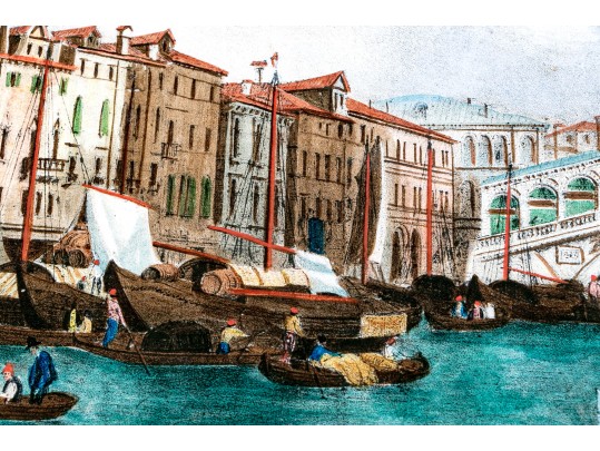 Collection Of Six Italian Hand-colored Lithographs