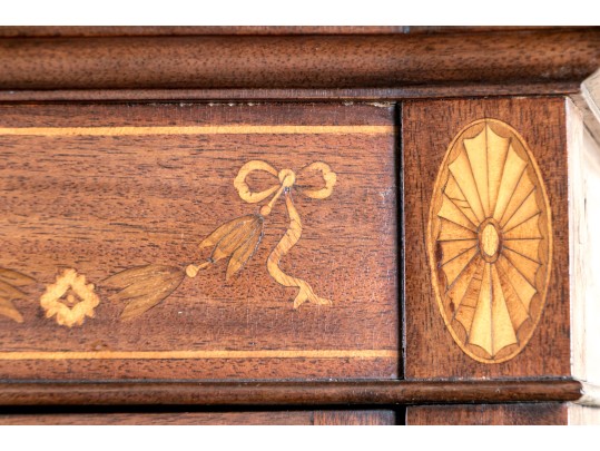 Georgian Style Satinwood Inlaid Mahogany Book Case