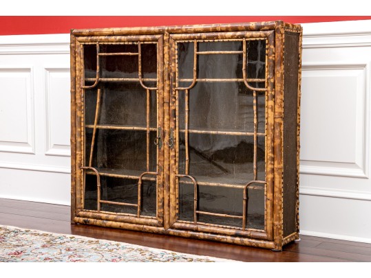 Antique 19th C. Bamboo Framed Glass Paneled Book Case