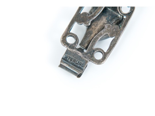 Sterling Silver, Copper, Arts And Crafts Styled Bracelet And Brooch