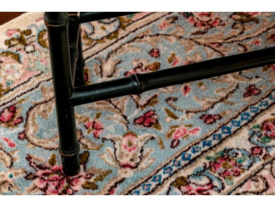 Carved Faux Bamboo And Brass Top Chinoisserie Cocktail Table