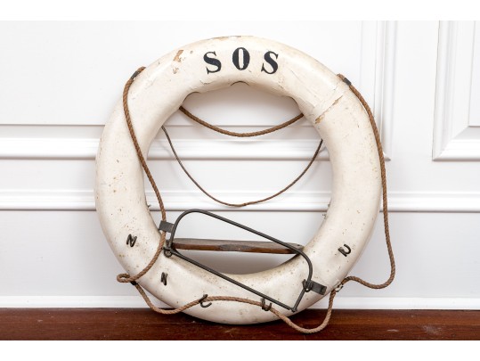Semi-Antique Life Bouy, Marked SOS
