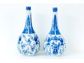Pair Of Chinese Blue And White Porcelain Bottle Vases