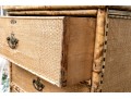 19th C. Bamboo And Woven Rattan Chest With Mirrored Vanity