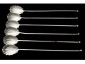 Set Of Six Vintage Sterling Silver Iced Tea Spoons, 2.09 Ozt.