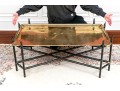 Carved Faux Bamboo And Brass Top Chinoisserie Cocktail Table
