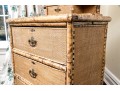 19th C. Bamboo And Woven Rattan Chest With Mirrored Vanity
