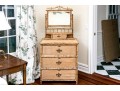 19th C. Bamboo And Woven Rattan Chest With Mirrored Vanity