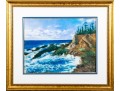 Signed Oil Pastel Of A Coastal Landscape