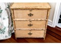 19th C. Bamboo And Woven Rattan Chest With Mirrored Vanity