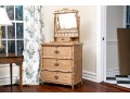 19th C. Bamboo And Woven Rattan Chest With Mirrored Vanity