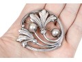 Sterling Silver, Copper, Arts And Crafts Styled Bracelet And Brooch