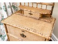 19th C. Bamboo And Woven Rattan Chest With Mirrored Vanity