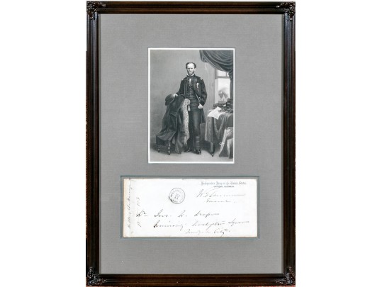 General William T. Sherman (American, 1820-1891) Signed Envelope, With Print Of The General