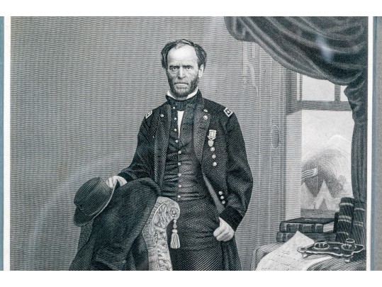 General William T. Sherman (American, 1820-1891) Signed Envelope, With Print Of The General