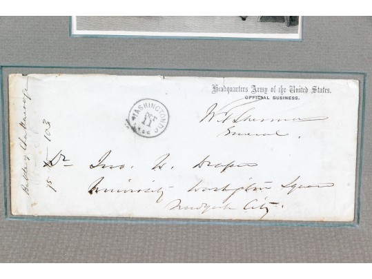 General William T. Sherman (American, 1820-1891) Signed Envelope, With Print Of The General